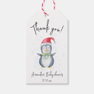 Arctic cute Penguin thank you baby shower Gift Tags