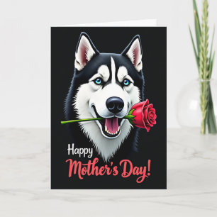 Arctic Dog Mothers Day Rose Card