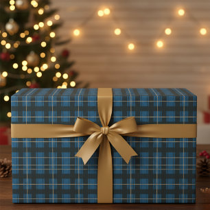Arctic Elegance: Blue Tartan Wrapping Paper