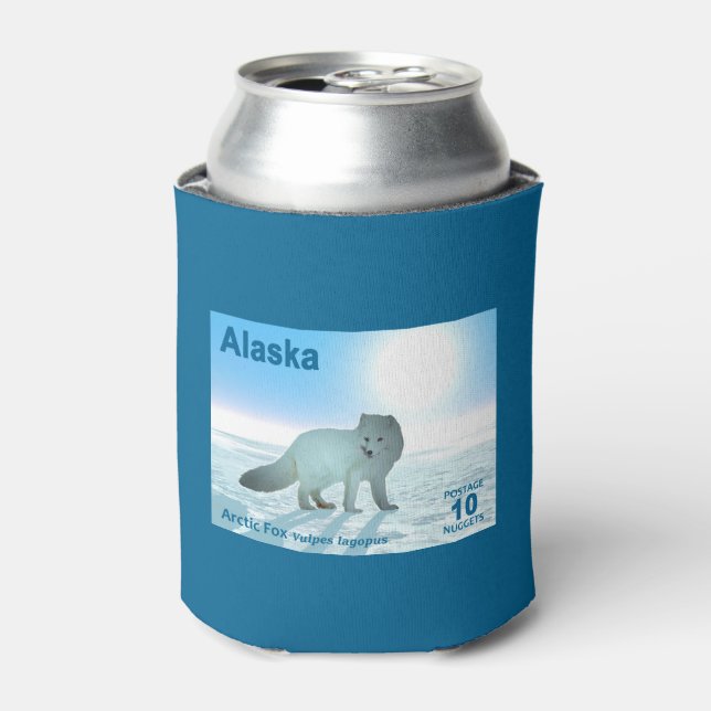 Arctic Fox - Alaska Postage Can Cooler (Can Front)