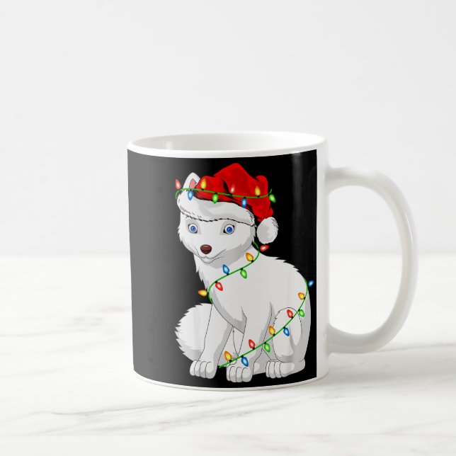 Arctic Fox Animal Lover Xmas Santa Hat Arctic Fox  Coffee Mug (Right)