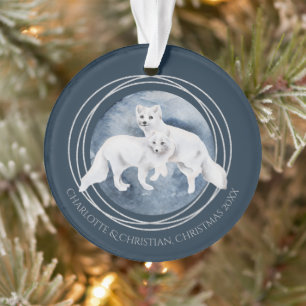 Arctic Fox Couple Winter Christmas Personalised Ornament