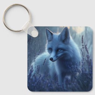 Arctic Fox in Lavender Field at Dusk Key Ring
