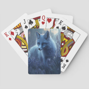 Arctic Fox in Lavender Field at Dusk Playing Cards