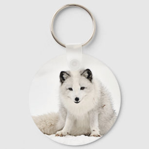 Arctic Fox in the Snow Key Ring