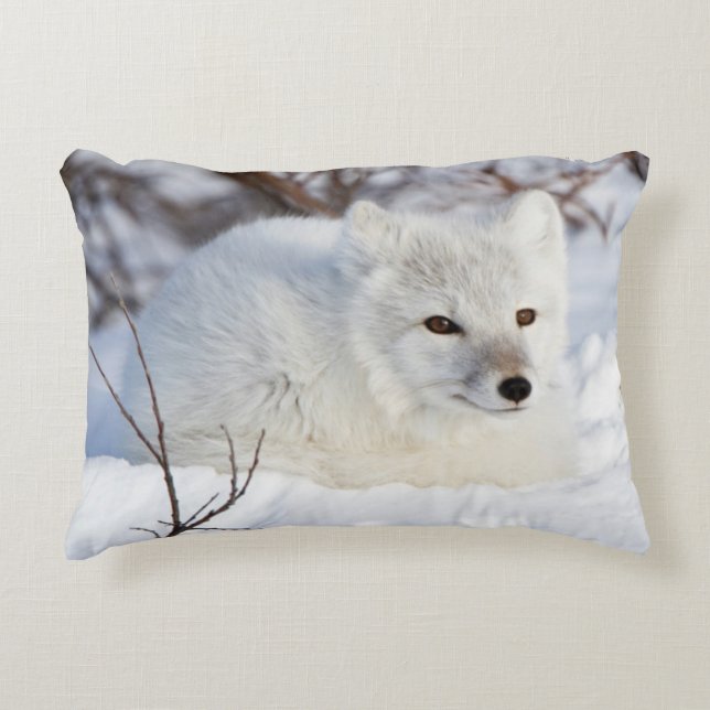 Arctic Fox in winter Decorative Cushion (Front)