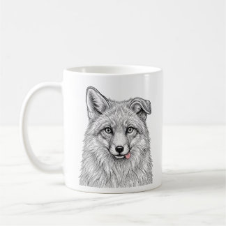 Arctic Fox Mug - Black & White Art Mug