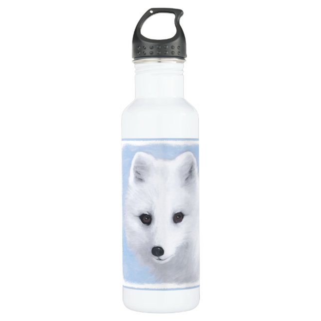 Arctic Fox Painting - Original Wildlife Art 710 Ml Water Bottle (Front)