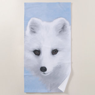 Arctic Fox Painting - Original Wildlife Art Beach Towel