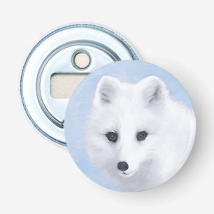 Arctic Fox Painting - Original Wildlife Art Bottle Opener