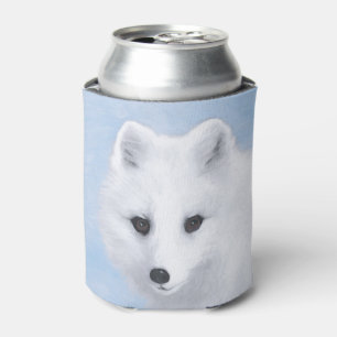 Arctic Fox Painting - Original Wildlife Art Can Cooler