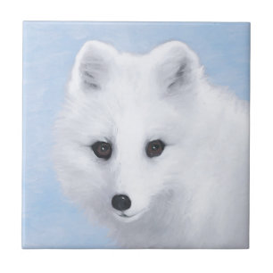Arctic Fox Painting - Original Wildlife Art Ceramic Tile