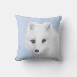 Arctic Fox Painting - Original Wildlife Art Cushion
