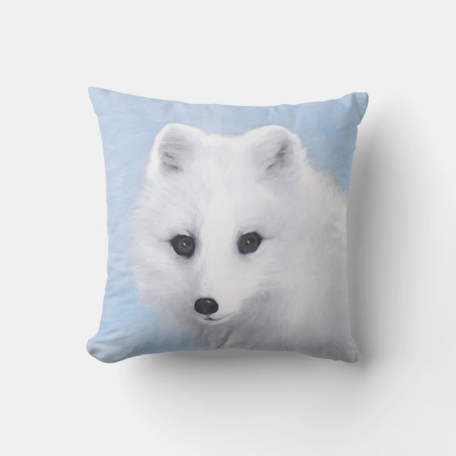 Arctic Fox Painting - Original Wildlife Art Cushion (Front)
