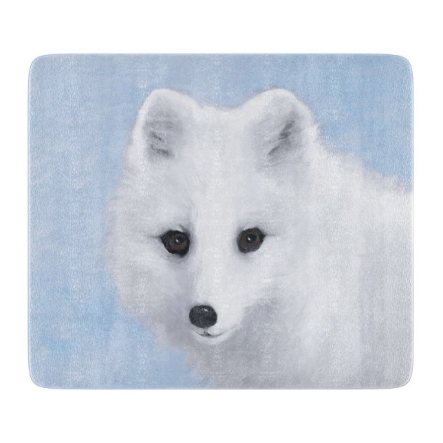 Arctic Fox Painting - Original Wildlife Art Cutting Board (Front)