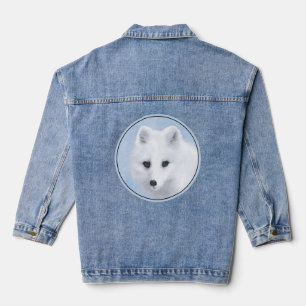 Arctic Fox Painting - Original Wildlife Art Denim Jacket