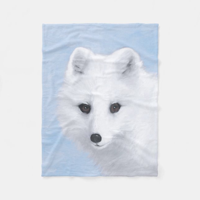 Arctic Fox Painting - Original Wildlife Art Fleece Blanket (Front)