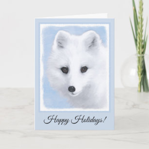 Arctic Fox Painting - Original Wildlife Art Holiday Card