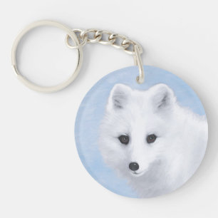 Arctic Fox Painting - Original Wildlife Art Key Ring