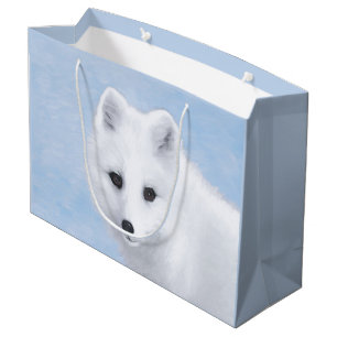 Arctic Fox Painting - Original Wildlife Art Large Gift Bag