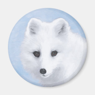Arctic Fox Painting - Original Wildlife Art Magnet