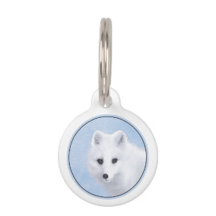 Arctic Fox Painting - Original Wildlife Art Pet Tag