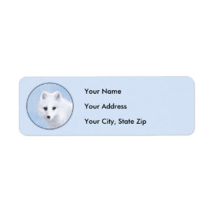 Arctic Fox Painting - Original Wildlife Art Return Address Label