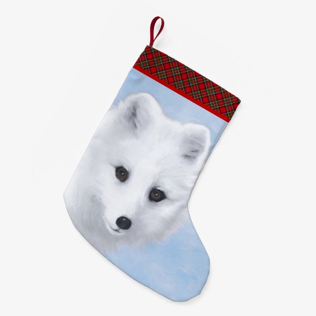 Arctic Fox Painting - Original Wildlife Art Small Christmas Stocking (Front (Hanging))