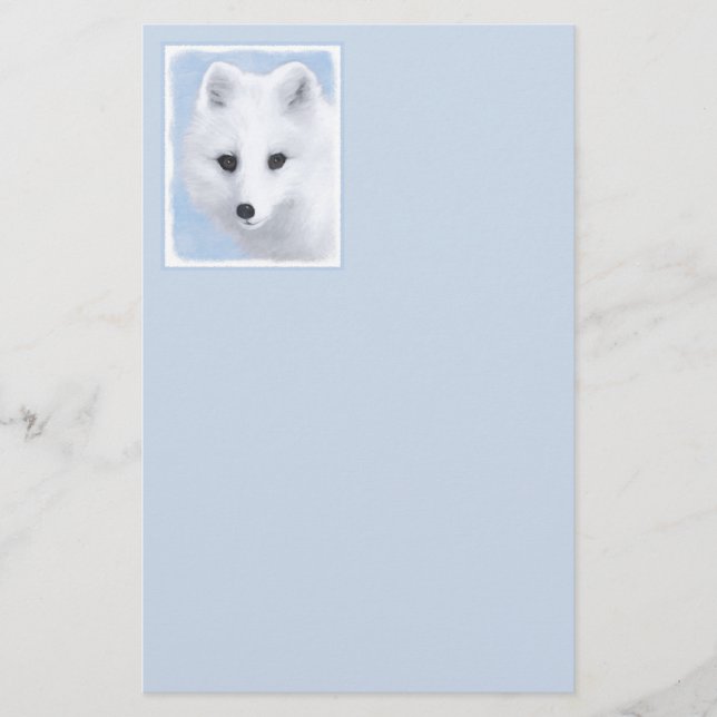 Arctic Fox Painting - Original Wildlife Art Stationery (Front)