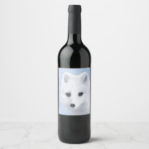 Arctic Fox Painting - Original Wildlife Art Wine Label