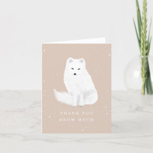 Arctic Fox Pink Winter Baby Shower Thank You Card