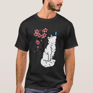 Arctic Fox Sakura Butterfly Cute Animal Animal Lov T-Shirt