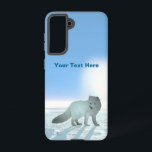 Arctic Fox Samsung Galaxy Case<br><div class="desc">White on white. A digital painting of an Arctic Fox (Vulpes lagopus) on the polar ice. The sun hangs low in the bright blue arctic sky. Do not stare at the sun as it can harm your eyes. Customise by adding your own text. The Arctic Fox is comfortable in deep...</div>