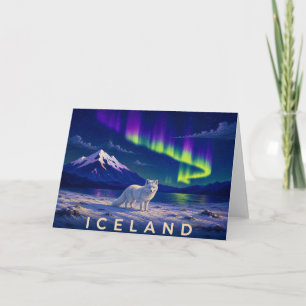 Arctic Fox Under Northern Lights Card