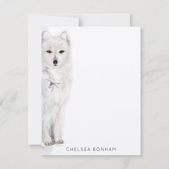 Arctic Fox Watercolor Card (Front)