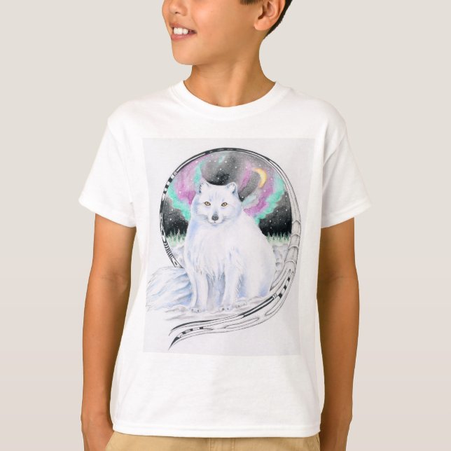 Arctic Fox Watercolor Ink T-Shirt (Front)