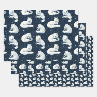 Arctic Fox Winter Christmas Tartan Plaid Pattern 3 Wrapping Paper Sheet