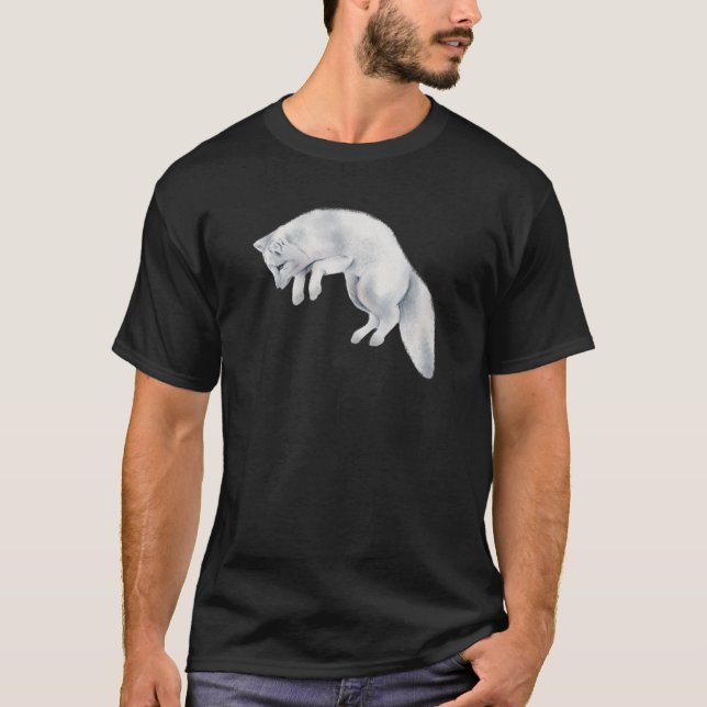 Arctic Fox Winter Drawing T-Shirt (Front)