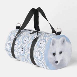 Arctic Fox Winter Painting Original Wildlife Art Duffle Bag