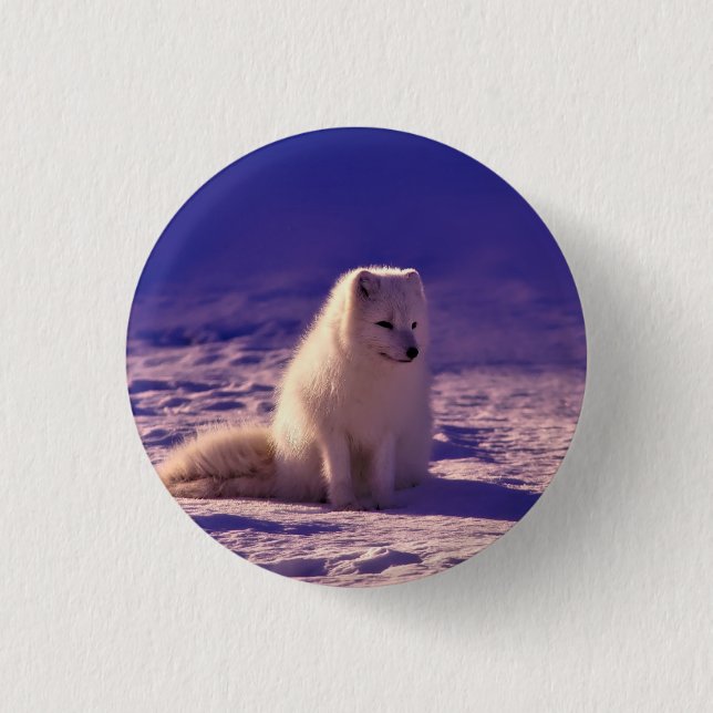 Arctic Fox Winter Snow Landscape 3 Cm Round Badge (Front)