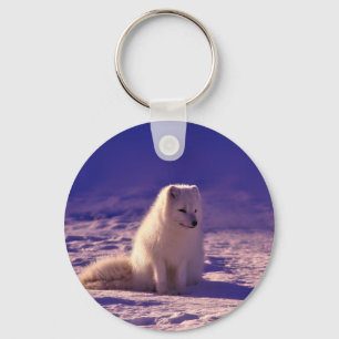 Arctic Fox Winter Snow Landscape Key Ring