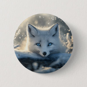 Arctic Fox with Mesmerizing Blue Eyes 6 Cm Round Badge
