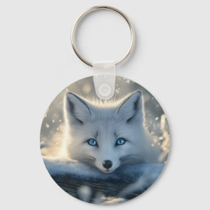 Arctic Fox with Mesmerizing Blue Eyes Key Ring