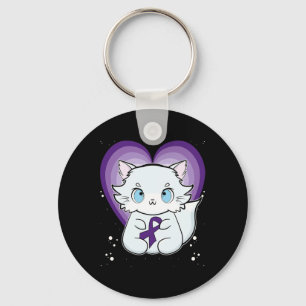 Arctic Fox With Ribbon Heimerheimer Awareness Key Ring