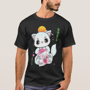 Arctic Fox With Strawberry Milk And Boba Tea T-Shirt