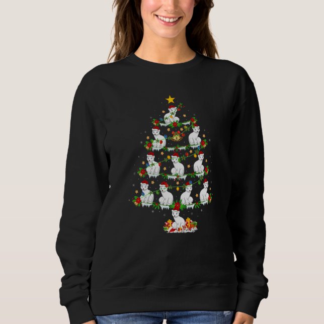 Arctic Fox  Xmas Lights Arctic Fox Christmas Tree Sweatshirt (Front)