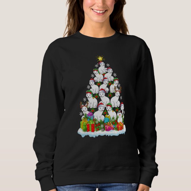 Arctic Fox  Xmas Lights  Arctic Fox Christmas Tree Sweatshirt (Front)