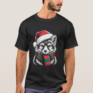 Arctic Fox Xmas Santa Hat Scarf Christmas Costume  T-Shirt