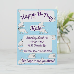Arctic Foxes Happy Birthday Invitation