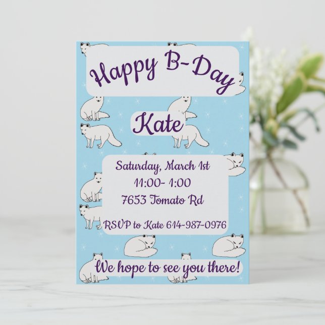 Arctic Foxes Happy Birthday Invitation (Standing Front)
